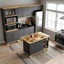 Ver imagem 1 de Kit Cozinha Completa 5 Peças 5 Gavetas Retrô MDF e Madeira Maciça 280cm Joy Yescasa Preto/Natural