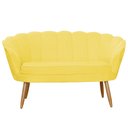 Ver imagem 2 de Kit Pétala Namoradeira e 2 Poltronas Decorativa Pés Palito Suede Amarelo - LM DECOR