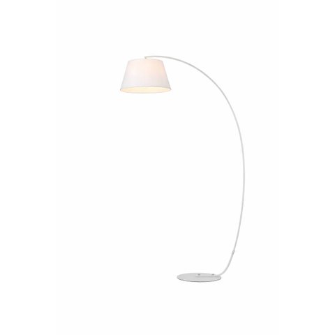 Luminária de Piso 180x110cm Branca com Cúpula de Linho E27