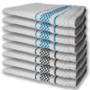 8 Panos de Prato Atoalhado Felpudo Premium 4 Azul 4 Preto