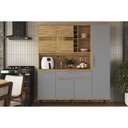 Ver imagem 1 de Kit de Cozinha Compacta Touriga C/ 6 Portas e 1 Gaveta 220cm Amendoa/cinza - Ronipa