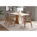 Ver imagem 1 de Conjunto: Mesa Sala Jantar Luiza C/ Tampo Curvo Madeirado C/ Vidro 160x80cm e 6 Cadeiras Milla