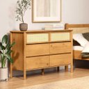 Ver imagem 3 de Cômoda 6 Gavetas Quarto Adulto Madeira Rattan com Pés Elevados Freijó Cefira Idimex