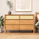 Ver imagem 1 de Cômoda 6 Gavetas Quarto Adulto Madeira Rattan com Pés Elevados Freijó Cefira Idimex