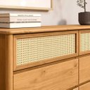 Ver imagem 4 de Cômoda 6 Gavetas Quarto Adulto Madeira Rattan com Pés Elevados Freijó Cefira Idimex