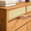Ver imagem 7 de Cômoda 6 Gavetas Quarto Adulto Madeira Rattan com Pés Elevados Freijó Cefira Idimex