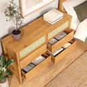 Ver mais imagens de Cômoda 6 Gavetas Quarto Adulto Madeira Rattan com Pés Elevados Freijó Cefira Idimex