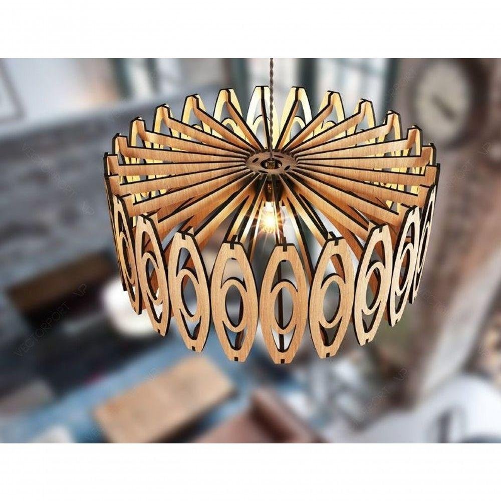 Luminária Teto Tipo Pendente Em Mdf Completa 02 Bolas MadeiraMadeira