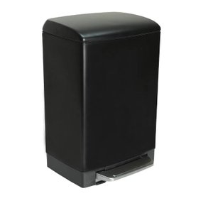 Lixeira inox com pedal retangular Slim Black Matte 12 litros