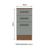 Balcão Armário de Cozinha 40 cm 3 Gavetas Rustic/Cinza Agata Madesa - 3