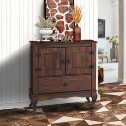 Aparador Antigo Madeira Maciça Pés Luis XV Marrom Shop JM - 1