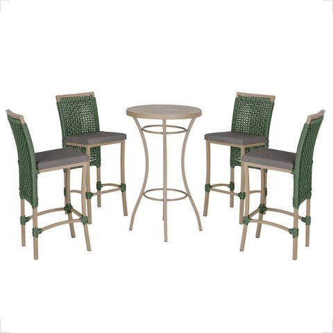 Mesa Bistro e 4 Banquetas Roma Fendi Corda Náutica 11 Trama Original