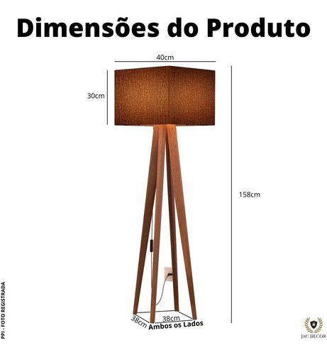 Luminária De Quarto Sala Abajur Decoração De Chão Elegante Luna:Marrom - 3