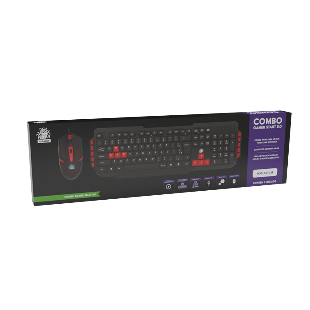 Teclado e Mouse Usb 5+ Gamer Star 2.0 Preto/vermelho - 2