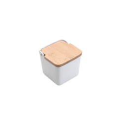 Saleiro de Mesa de Cerâmica com Tampa de Bambu Bianco 12cm - Lyor - 3