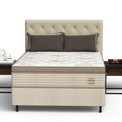 Conjunto Box Casal Mola Ensacada Prodormir Rubi Soft Gel