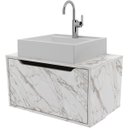Ver imagem 1 de Gabinete de Banheiro 60 Cm com Cuba e 1 Porta Basculante Mármore Branco
