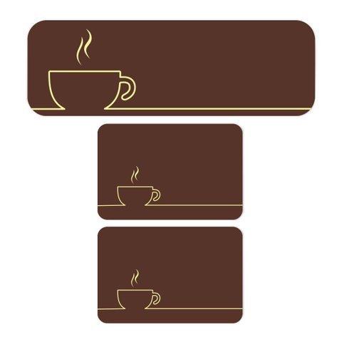 Kit de 3 Tapetes para Cozinha Xícara de Café Antiderrapante