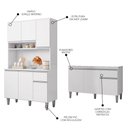 Ver imagem 3 de Cozinha Compacta Márcia e Balcão Gabinete sem Tampo Tatiane 120cm Branco - Ajl Móveis