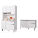 Ver imagem 1 de Cozinha Compacta Márcia e Balcão Gabinete sem Tampo Tatiane 120cm Branco - Ajl Móveis