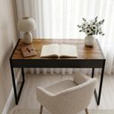Ver imagem 4 de Escrivaninha Artelle 90cm Base de Aço com Tampo 100% Mdf para Escritório Nature/pé Preto - Lh Móveis
