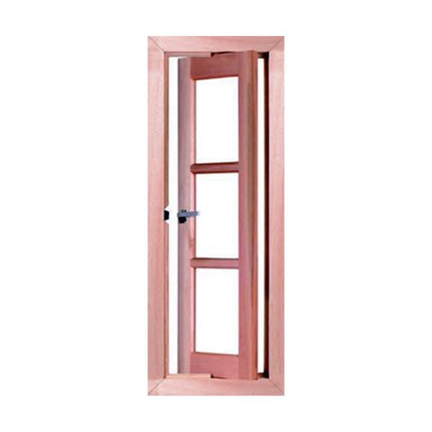 Janela Vitrô em Madeira de Eucalipto Pivotante 30x100x12cm com Vidro Quadriculado - Esel