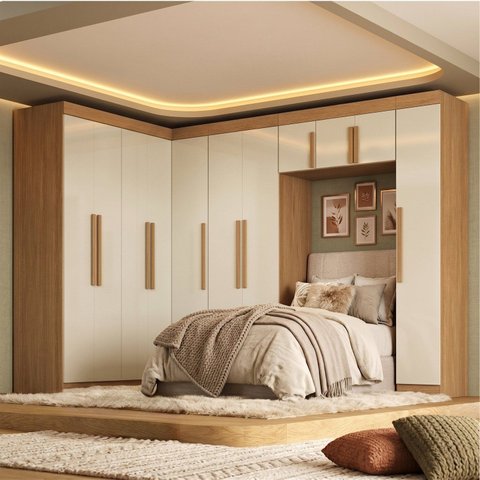 Guarda Roupa Modulado de Canto 11P 2GV Cin/Off