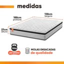 Ver imagem 4 de Cama Box Colchão Casal Molas Ensacadas Real 138x188x65cm Linho Branco / Preto Inducol