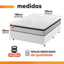 Ver imagem 3 de Cama Box Colchão Casal Molas Ensacadas Real 138x188x65cm Linho Branco / Preto Inducol