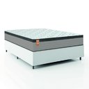 Ver imagem 1 de Cama Box Colchão Casal Molas Ensacadas Real 138x188x65cm Linho Branco / Preto Inducol