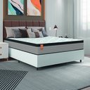 Ver imagem 2 de Cama Box Colchão Casal Molas Ensacadas Real 138x188x65cm Linho Branco / Preto Inducol