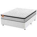 Ver imagem 1 de Cama Box Colchão Casal Molas Ensacadas Real 138x188x65cm Linho Branco / Preto Inducol