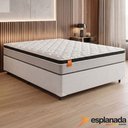 Ver imagem 2 de Cama Box Colchão Casal Molas Ensacadas Real 138x188x65cm Linho Branco / Preto Inducol