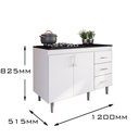 Ver imagem 3 de Balcão em Mdp para Cooktop 1,20m 5 Bocas 2 Portas e 3 Gavetas Turim Branco Branco