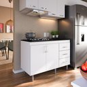 Ver imagem 1 de Balcão em Mdp para Cooktop 1,20m 5 Bocas 2 Portas e 3 Gavetas Turim Branco Branco