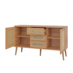 Balcão Aparador Buffet com Telinha 2 Portas 3 Gavetas 135cm Tb316 Dalla Costa - Freijó - 4