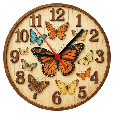 Relógio de Parede - Borboleta(65) -efeito 3d -25x25x2cm