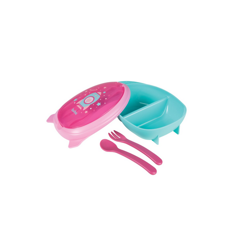 Kit Refeição com Talher - Foguete Rosa - Buba