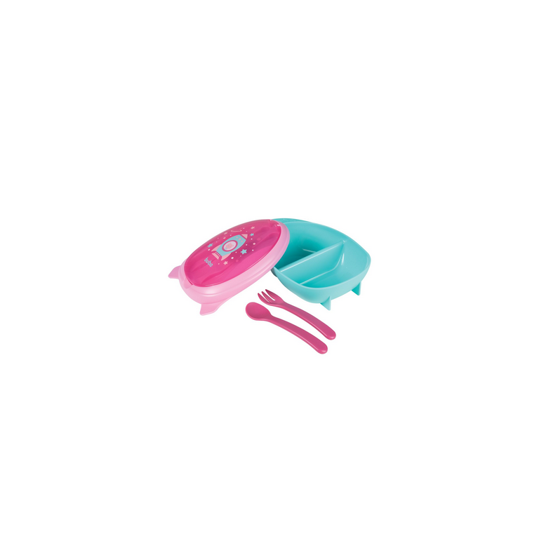 Kit Refeição com Talher - Foguete Rosa - Buba