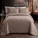 Ver imagem 1 de Kit Colcha King Size Urban Linen Caqui Textura Linho 3 Peças Rozac
