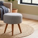 Ver imagem 2 de Puff Redondo Pés Madeira 40cm Yuna Linho Cinza - Sallar Home