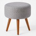 Ver imagem 1 de Puff Redondo Pés Madeira 40cm Yuna Linho Cinza - Sallar Home