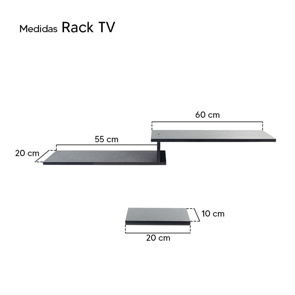 Rack TV Suspenso para Quarto Sala Preto 115cm - 3