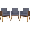 Ver imagem 1 de Kit 3 Poltronas Decorativas Lis Corino e Pé Palito - Cinza Suede Corino
