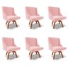 Kit 6 Cadeiras Decorativas Sala de Jantar Base Giratória de Madeira Firenze Suede Rosa Bebê/ - 1
