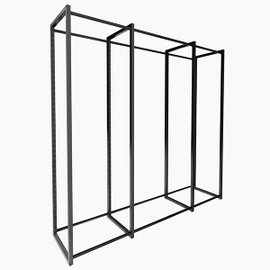 Estante Cremalheira de Centro Tripla Mult 208x222x48,5 cm Comac - Preto