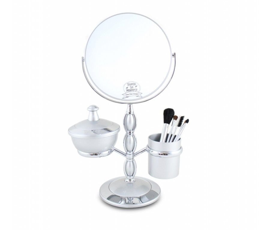 Espelho de Mesa com Pincéis e Suportes Jacki Design:prata - 1