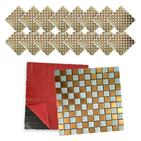 Pastilha de Vidro Kit 16 Uni Adesiva Parede Cozinha Sala Banheiro Decorativa Moderna Requintado Refo