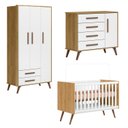 Ver imagem 2 de Quarto para Bebê Completo 3 Peças Guarda-Roupa, Cômoda e Berço Q Encanto Marrom/Freijo Toq/Branco Ac