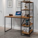 Ver imagem 1 de Mesa para Escritório Retangular Alela Moderno sem Gavetas MDP 130cm Preto e Canela Art Panta